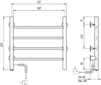 Полотенцесушитель электрический Domoterm Классик DMT 109-4 50x50, черный, L