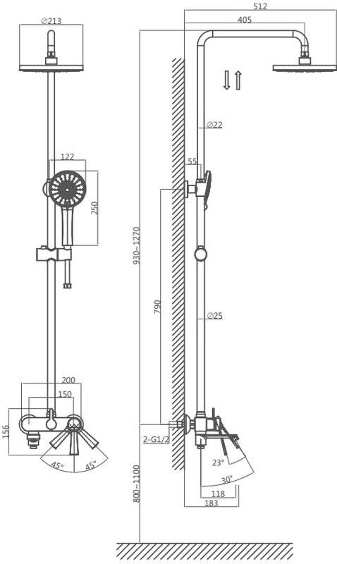 Душевая стойка D&K Bayern.Bamberg DA1553701B18 хром