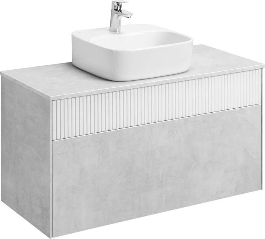 Тумба с раковиной AQUATON Марбл 100 слэйт, белая матовая, раковина 1WH501709