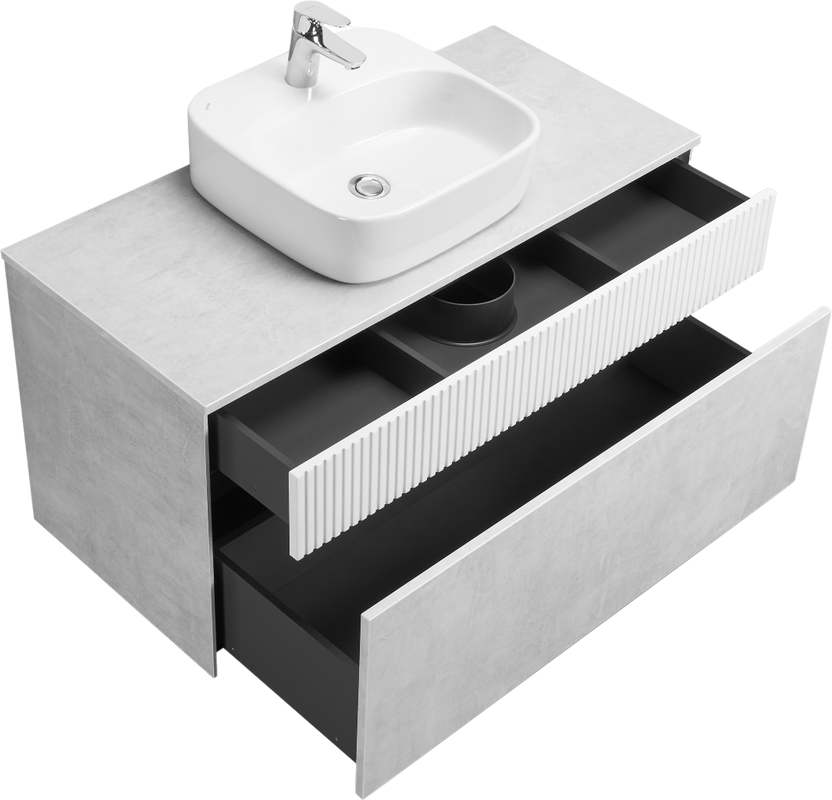Тумба с раковиной AQUATON Марбл 100 слэйт, белая матовая, раковина 1WH501709