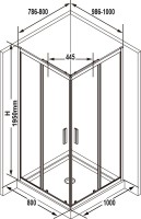 Душевой уголок Ravak Blix Slim BLSRV2K 100x80, профиль черный