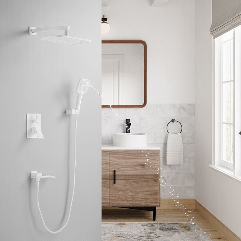 Душевая система / Тропический душ со смесителем встраиваемая Shevanik S4035C, белый