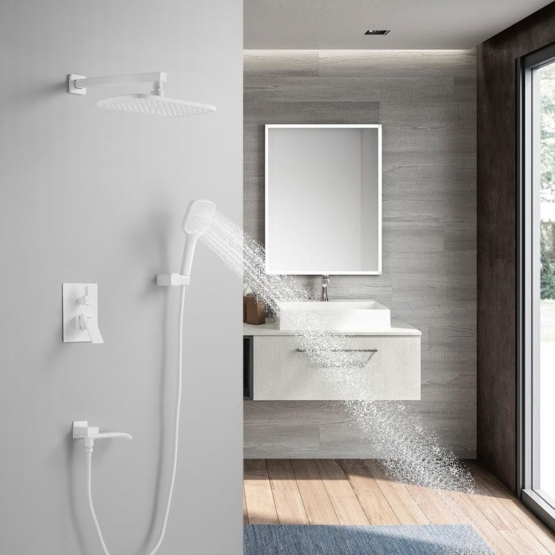 Душевая система / Тропический душ со смесителем встраиваемая Shevanik S4035C, белый