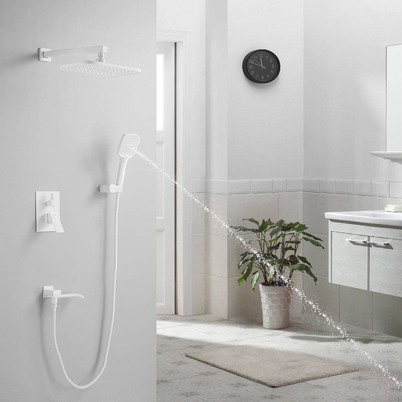 Душевая система / Тропический душ со смесителем встраиваемая Shevanik S4035C, белый