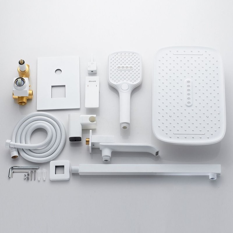 Душевая система / Тропический душ со смесителем встраиваемая Shevanik S4035C, белый