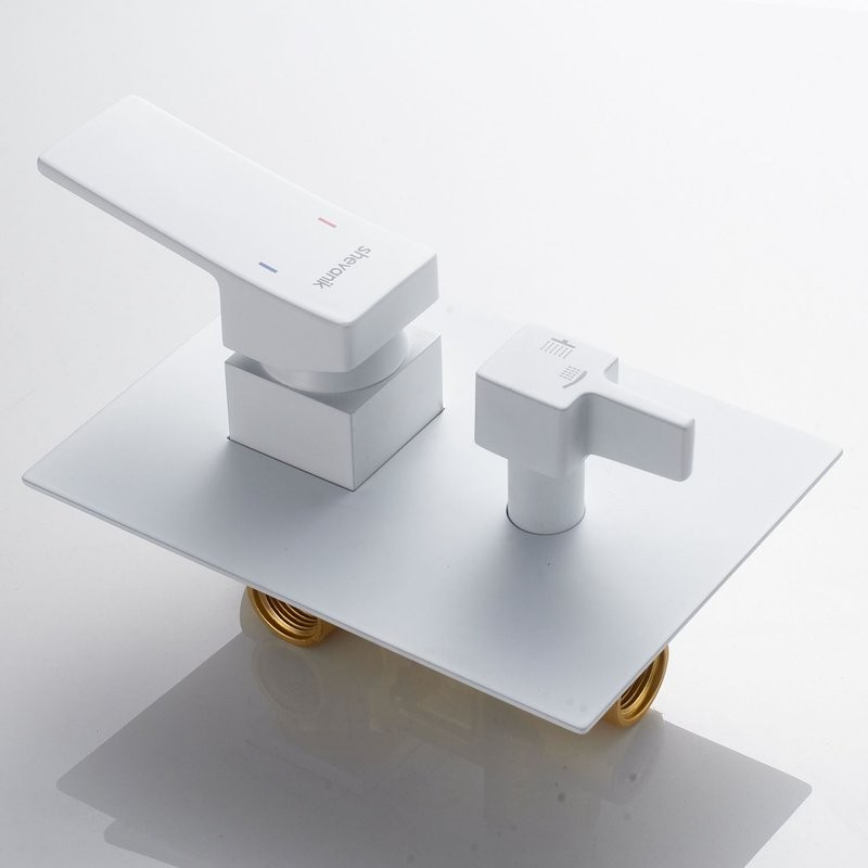 Душевая система / Тропический душ со смесителем встраиваемая Shevanik S4035C, белый