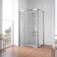 Душевой уголок Vegas Glass ZP+ZPV Tur Novo 100*80 08 01 профиль глянцевый хром, стекло прозрачное