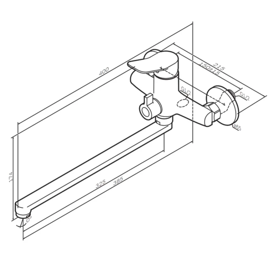 Смеситель с длинным изливом для ванны AM.PM X-Joy F85A90200 хром
