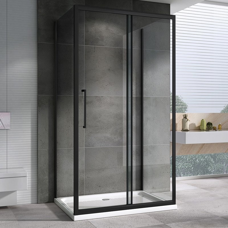 Душевой уголок Abber Schwarzer Diamant AG30140BH-S85B-S85B 140х85, профиль черный, стекло прозрачное