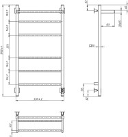 Полотенцесушитель электрический Grota Alto 530х1000 NP EL 100x55 см, подключение справа, слева, скрытое подключение справа, глянцевый хром, лесенка, с полкой