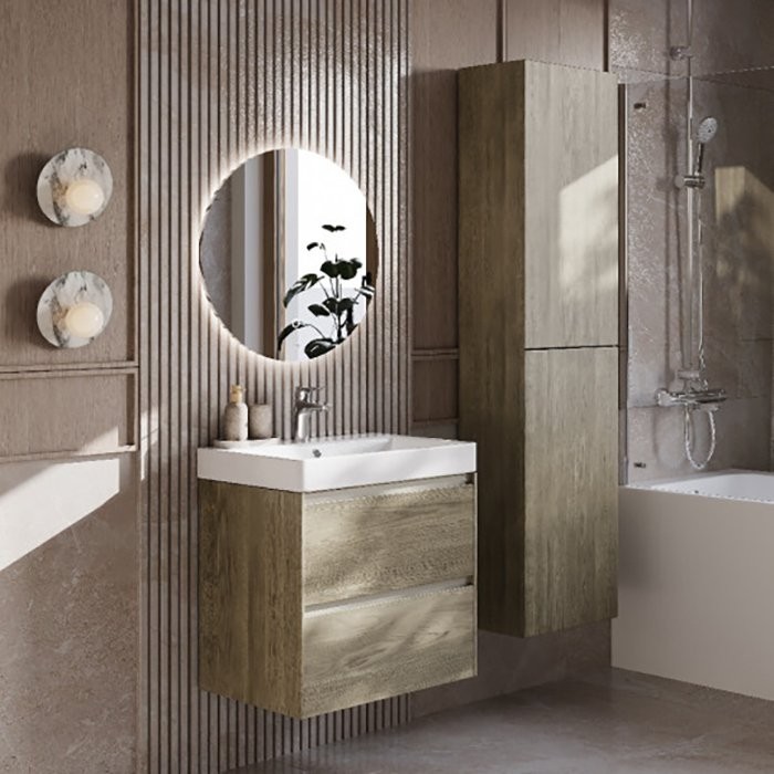 Мебель для ванной комнаты Roca Ona 60 темный вяз, раковина ZRU9307561