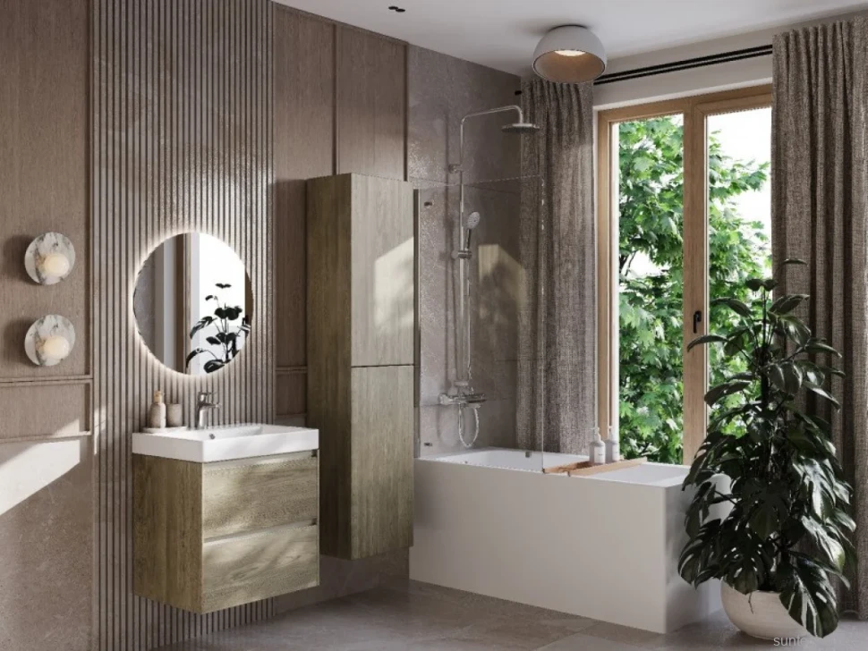 Мебель для ванной комнаты Roca Ona 60 темный вяз, раковина ZRU9307561