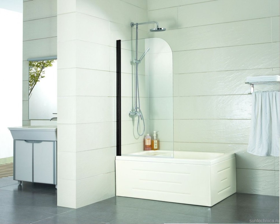 Шторка на ванну Azario Merrit 80х140 цвет профиля черный AZ-NF6211 800 BLACK