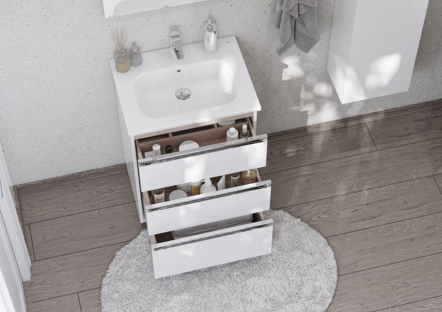 Тумба с раковиной Roca The Gap 60 3 ящика, белый глянец, раковина 32799E000