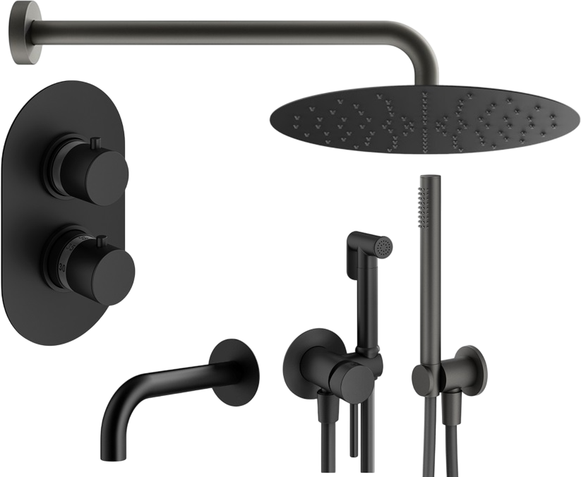 Комплект для ванной Plumberia Selection Ixo KITZXOT19NO260 С ВНУТРЕННЕЙ ЧАСТЬЮ, черный матовый