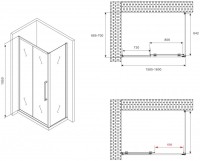 Душевой уголок Abber Schwarzer Diamant AG30160BH-S70B 160x70, профиль черный, стекло прозрачное