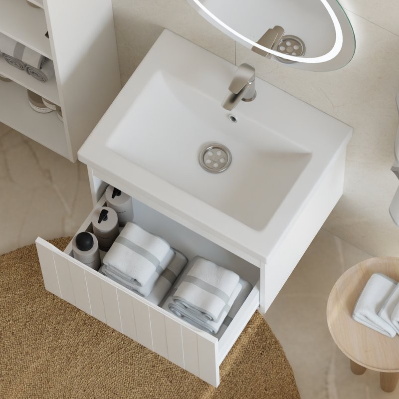 Мебель для ванной комнаты Vigo Finlay 60 подвесная, 1 ящик, матовая белая