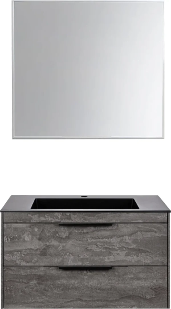 Мебель для ванной комнаты Vincea Chiara 2D 80, 2 ящика, камень, с серой раковиной