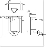 Писсуар подвесной Kerasan Waldorf 413001 сенсорный, белый, с сифоном, безободковый