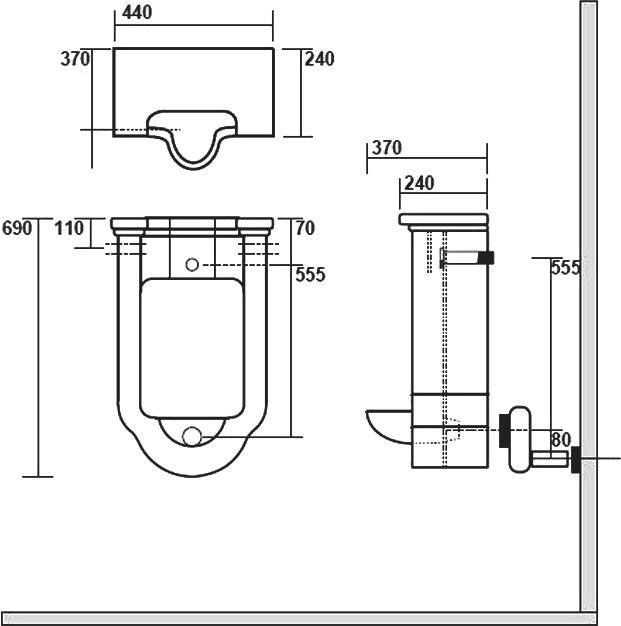 Писсуар подвесной Kerasan Waldorf 413001 сенсорный, белый, с сифоном, безободковый