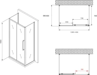 Душевой уголок Abber Schwarzer Diamant AG30140MH-S60M-S60M 140x60, профиль хром, стекло матовое
