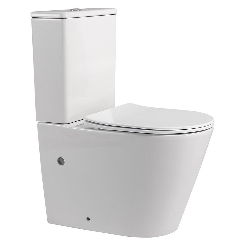 Унитаз-компакт напольный Abber Bequem AC1112 безободковый, с микролифтом, белый