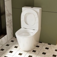 Унитаз-компакт напольный Abber Bequem AC1112 безободковый, с микролифтом, белый