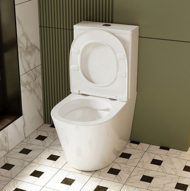 Унитаз-компакт напольный Abber Bequem AC1112 безободковый, с микролифтом, белый