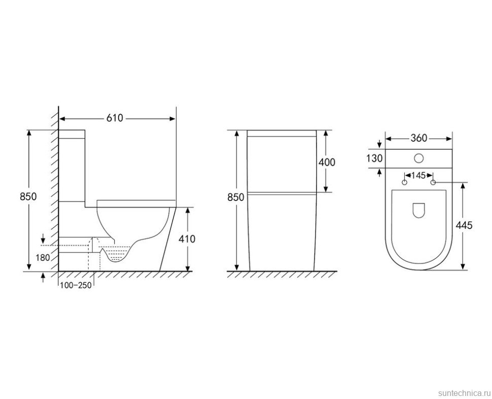 Унитаз-компакт напольный Abber Bequem AC1112 безободковый, с микролифтом, белый