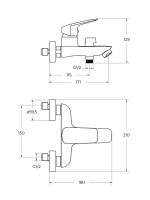 Смеситель для ванны с душем BelBagno Due DUE-VASM-GM оружейная сталь Смеситель для ванны с душем BelBagno Due DUE-VASM-GM оружейная сталь