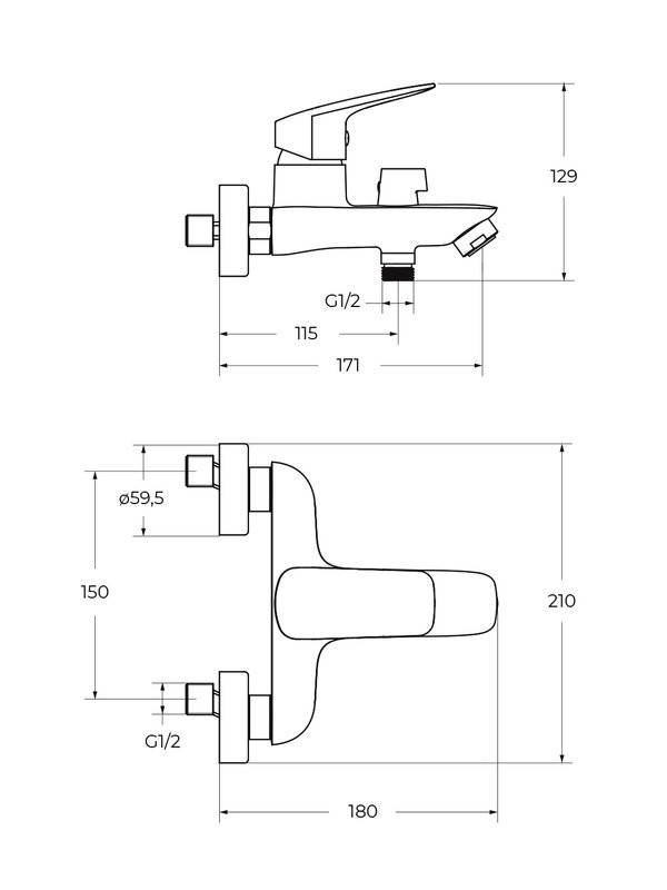 Смеситель для ванны с душем BelBagno Due DUE-VASM-GM оружейная сталь