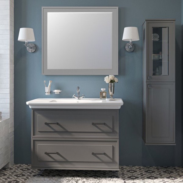 Мебель для ванной комнаты Sanflor Модена 105 подвесная, серая, зеркало STWORKI Хадстен