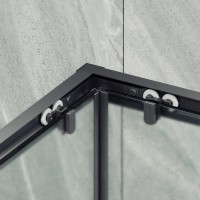 Душевой уголок Maybahglass MGY-1330-6 100х100 см, профиль матовый черный, стекло сатин