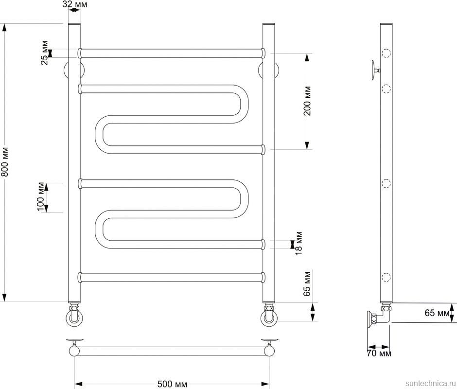 Полотенцесушитель водяной Secado Валенсия 2 85x55 см, бронза, лесенка, латунь