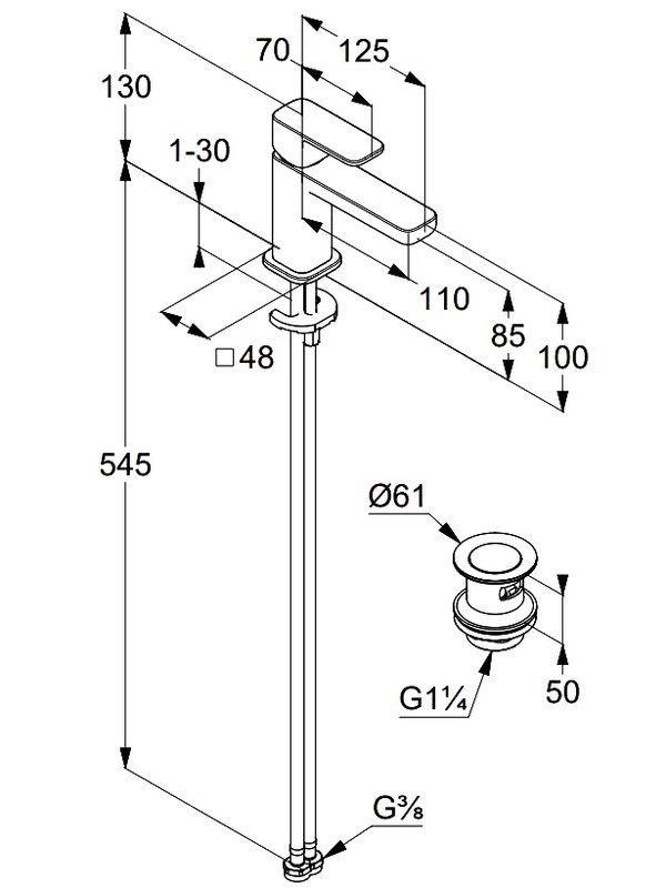 Смеситель для раковины Kludi Renon 42266N575 брашированный никель PVD