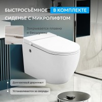 Унитаз подвесной Abber Bequem AC1108P безободковый, с микролифтом, белый