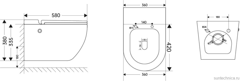 Унитаз подвесной Abber Bequem AC1108P безободковый, с микролифтом, белый