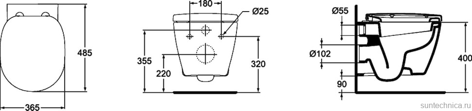 Унитаз подвесной Ideal Standard Connect E804601 укороченный