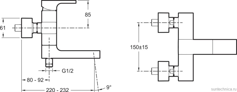 Смеситель для ванны с душем Jacob Delafon Strayt E45370-CP