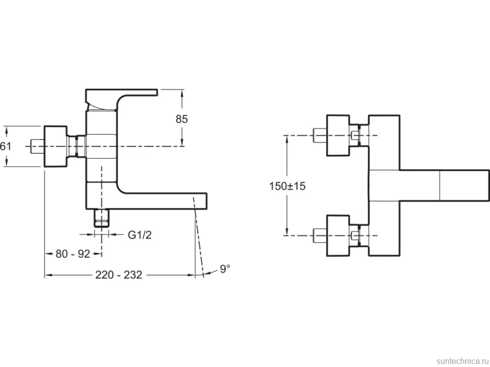Смеситель для ванны с душем Jacob Delafon Strayt E45370-CP