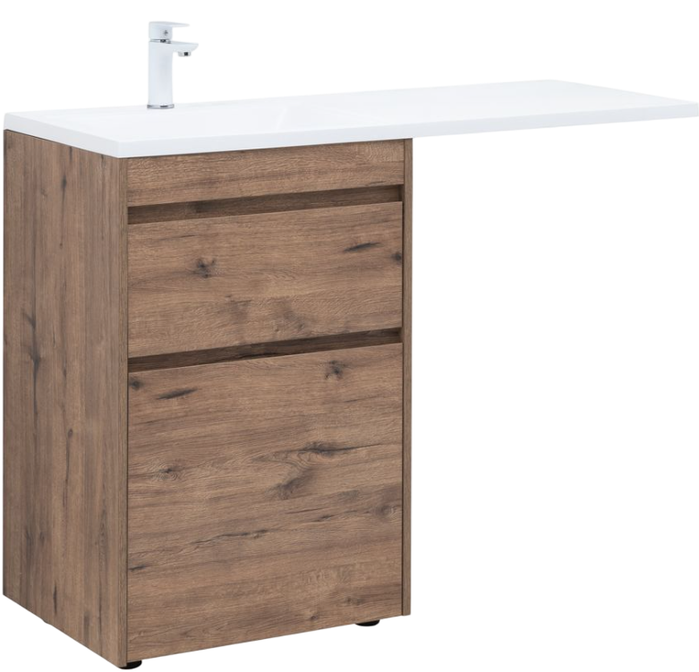 Тумба с раковиной Aquanet Токио 58 L напольная, дуб веллингтон, под стиральную машину