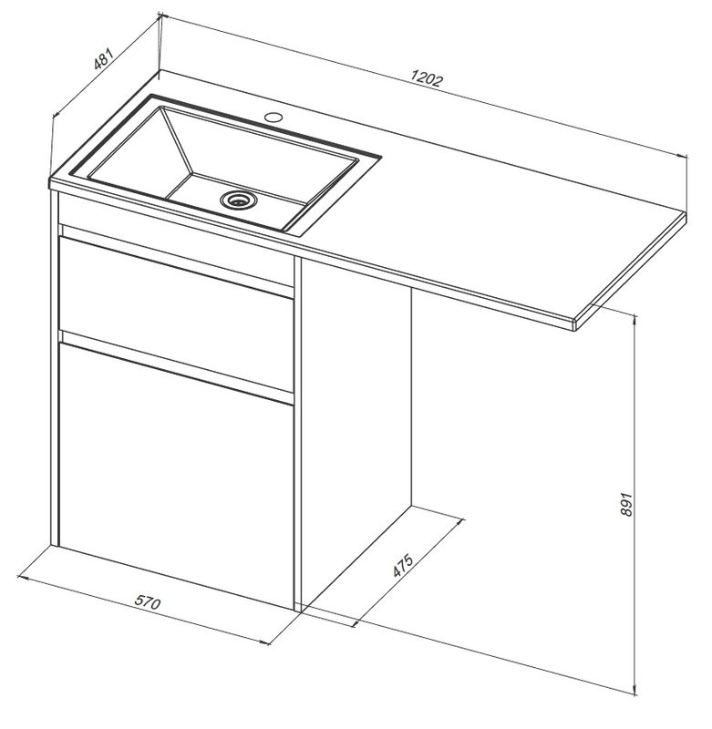Тумба с раковиной Aquanet Токио 58 L напольная, дуб веллингтон, под стиральную машину