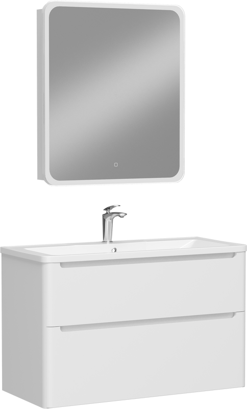 Мебель для ванной комнаты STWORKI Монтре 100 белая, со смесителем Гётеборг S03010CR хром