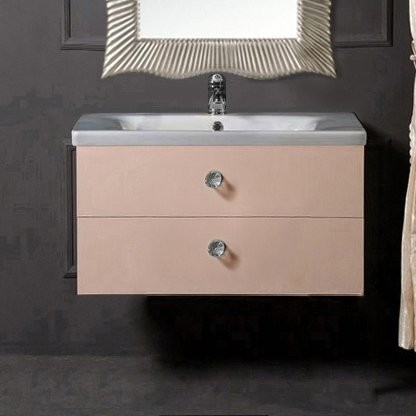 Тумба с раковиной Armadi Art NeoArt 80 капучино с ручками Crystal хром