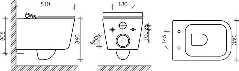 Комплект Ceramicanova Унитаз подвесной New Day CN3005 безободковый, с микролифтом + Инсталляция Balance CN121001CH с кнопкой Circle глянцевый хром