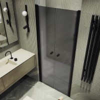 Душевая дверь в нишу Maybahglass MGD-444-6 99 см, профиль матовый черный, стекло графит матовый