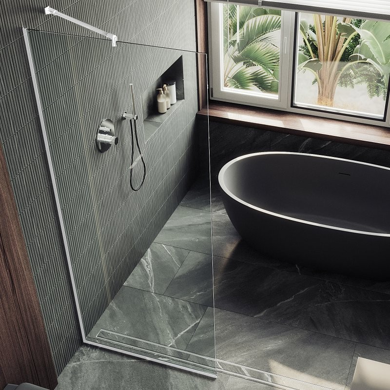 Душевая перегородка Maybahglass MGD-683-1у 119 см, профиль белый, стекло прозрачное