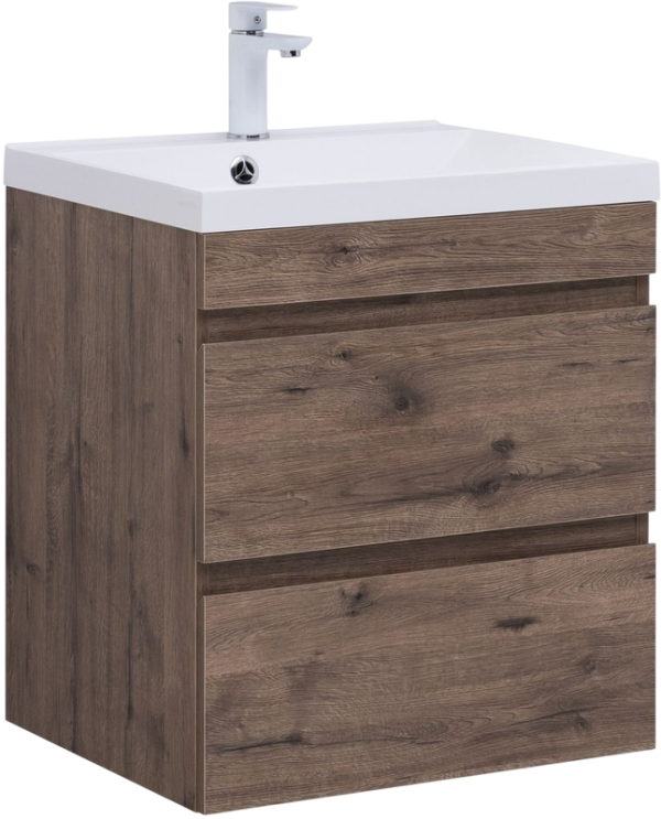 Тумба с раковиной Aquanet Нота new 60 подвесная, дуб веллингтон табак