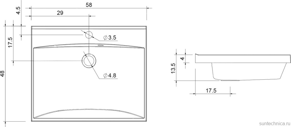 Тумба с раковиной Aquanet Нота new 60 подвесная, дуб веллингтон табак