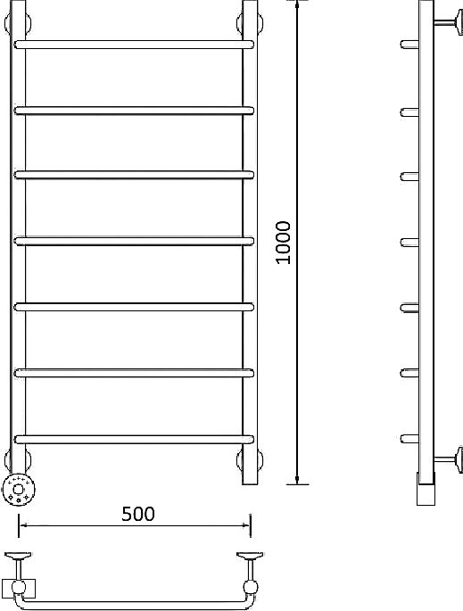 Полотенцесушитель электрический Маргроид Вид 8 08-10050-257L 105x55 см, подключение слева, глянцевый хром, лесенка